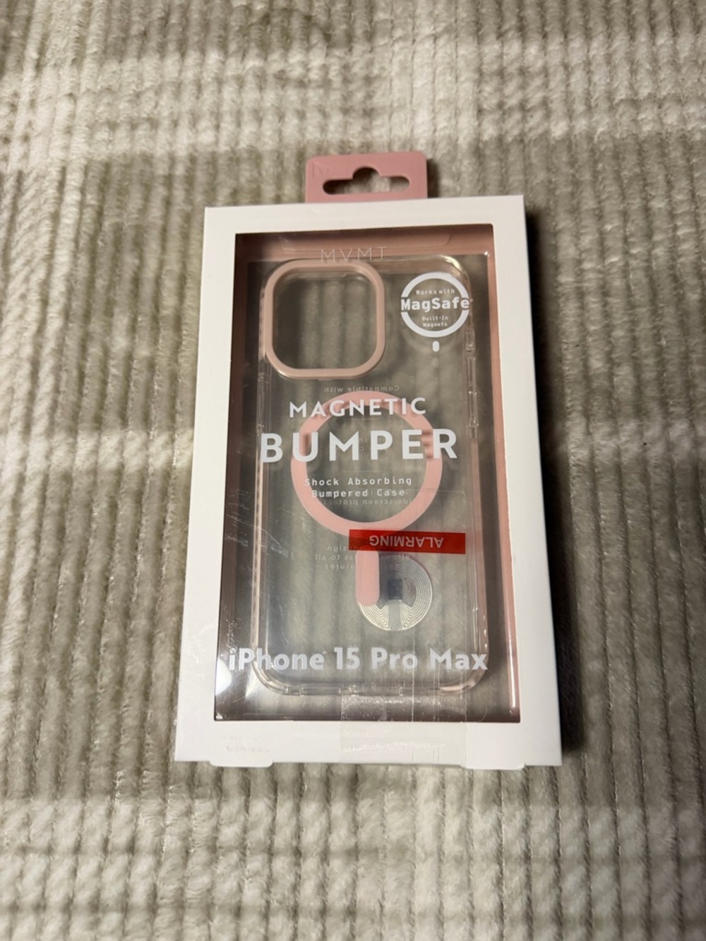 MVMT Pink Magnetic Bumper Case for iPhone 15 Pro Max - Clear Back